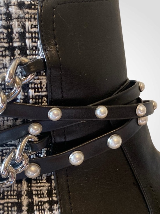 Nine West | Black Chain & Pearl-Embellished Ankle Boot | Punk Rock Boots NWOB - Picture 13 of 13